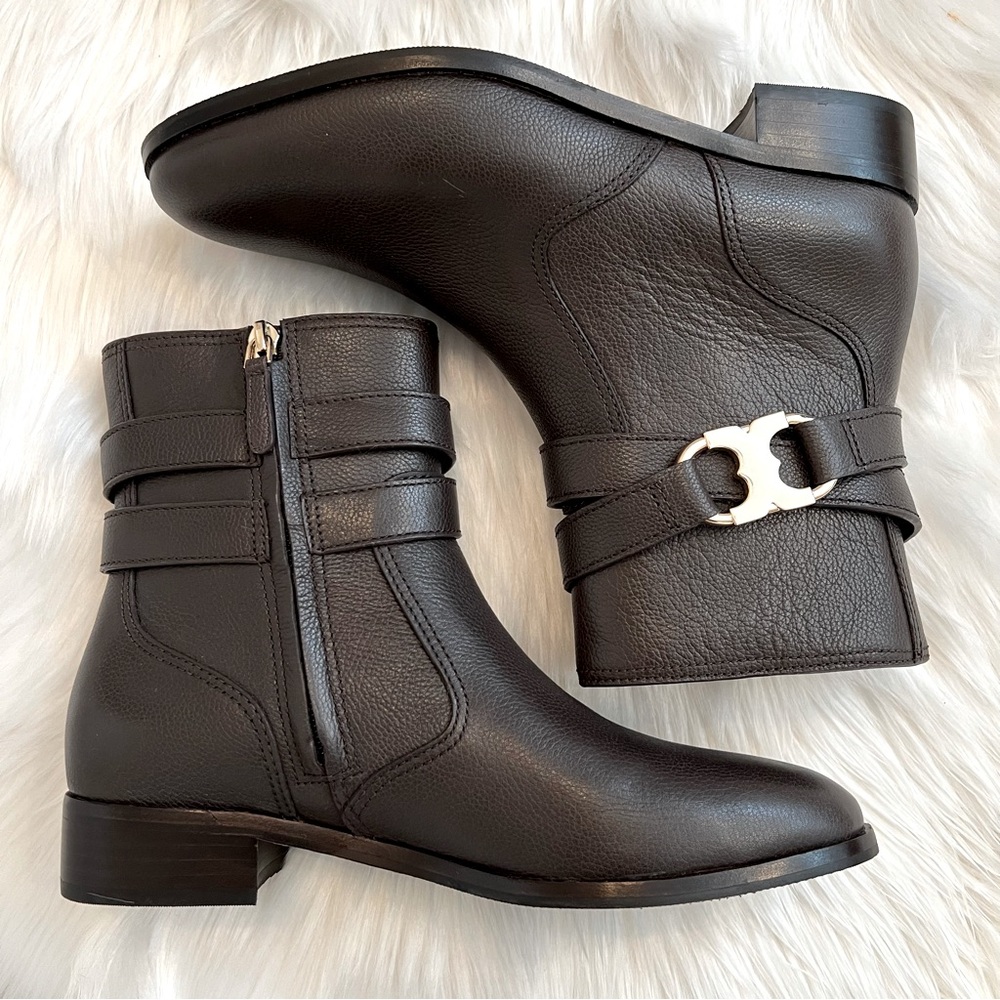 NEW Tory Burch Gemini Link Brown Leather Boots - Picture 2 of 11